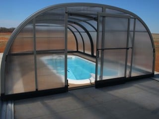 Laguna model over swim spa with single sliding door