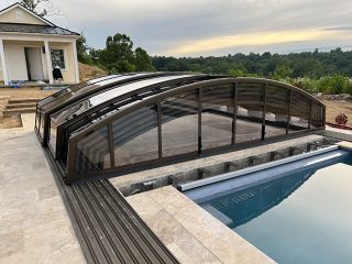 Opened extra long pool enclosure Imperia