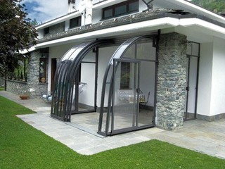 Patio enclosure CORSO Entry - semi-opened and inviting for joy