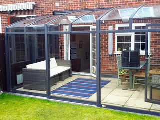 Patio enclosure CORSO Premium in cobalt blue - the best sunroom idea !