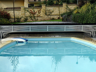 Pool enclosure Corona - low line pool enclosure - front face opened