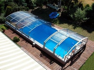 Pool enclosure IMPERIA - low line pool cover - semi-opened