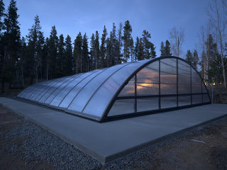 Pool Enclosure Universe Type VII at sunset