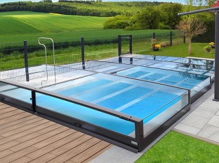 Retractable swimming pool enclosure fits great into every garden!
