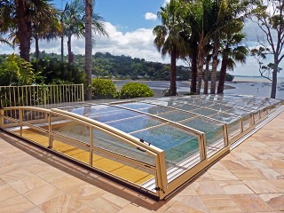 Swimming pool enclosure Corona with beautiful look on the bay