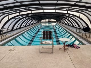 The combined pool enclosure from the inside