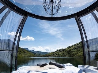 View from the inside of hot tub enclosure Spa Dome Orlando